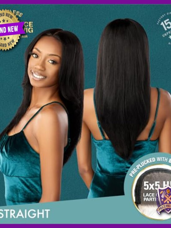 20 Inch Straight Human Hair Wig, Glueless Preplucked Lace Frontal main image 4